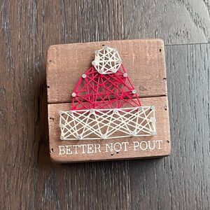 Primitives by Kathy String Art Santa Hat Wood Sign